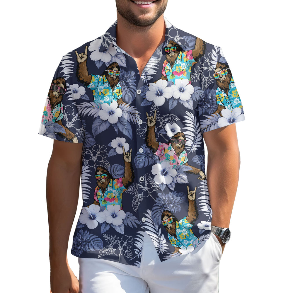 Funny Bigfoot Hawaiian Shirt – Short Sleeve Button-Down