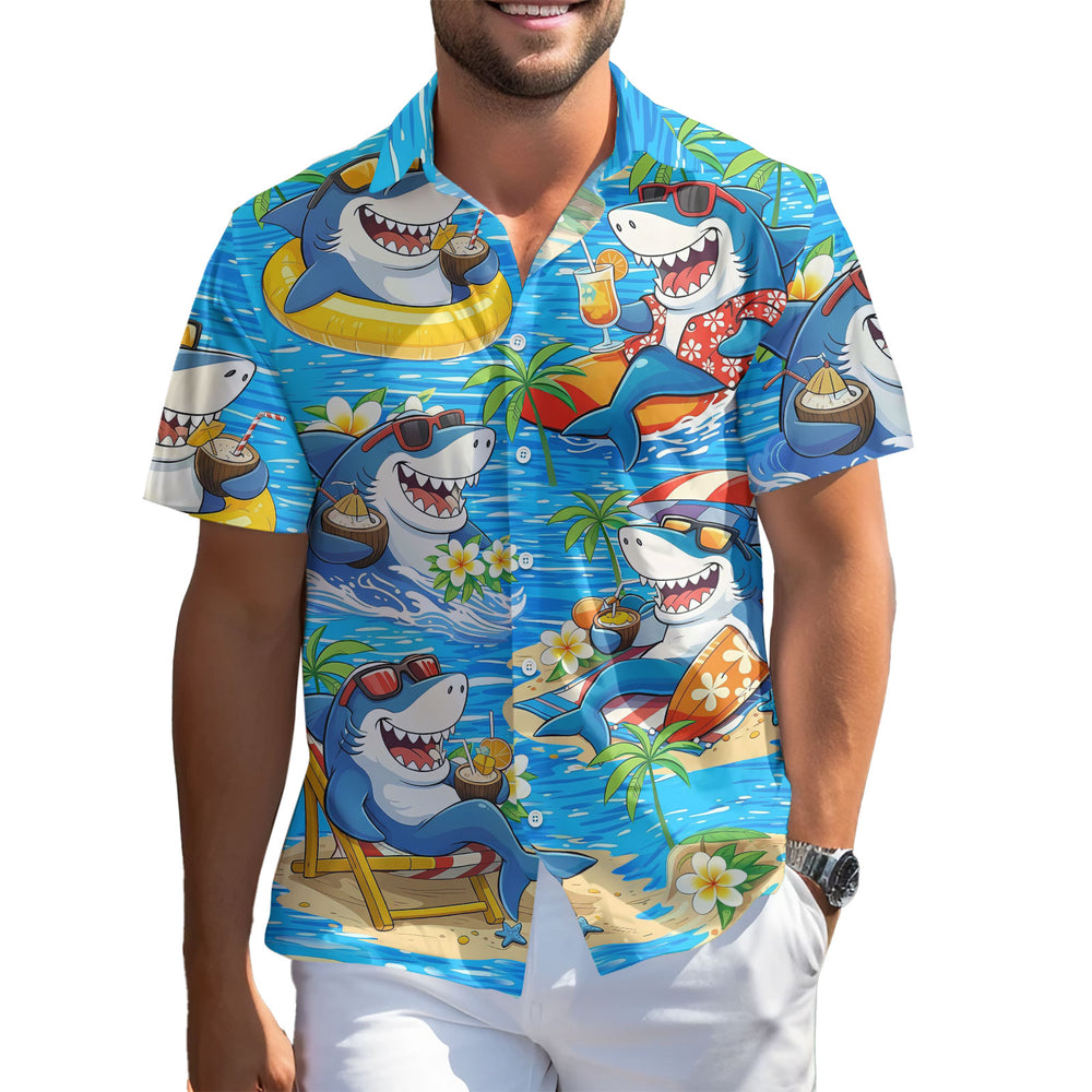 Funny Shark Hawaiian Shirt – Short Sleeve Button-Down