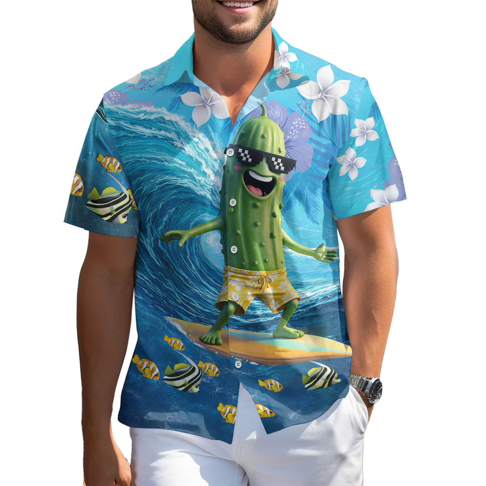 Funny Pickle Hawaiian Shirt – Short Sleeve Button-Down