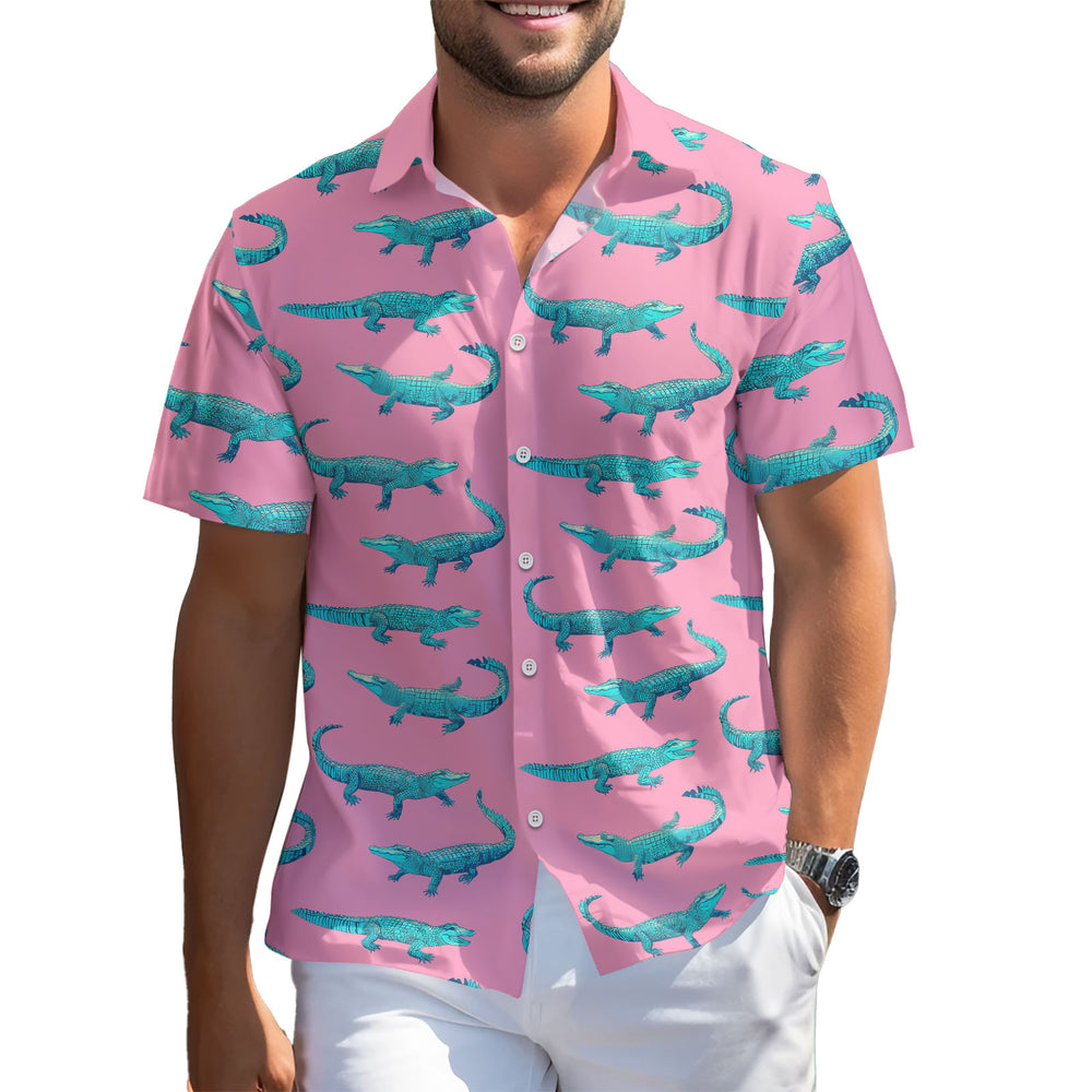 Funny Crocodile Hawaiian Shirt – Short Sleeve Button-Down