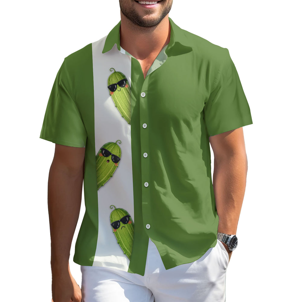 Funny Pickle Hawaiian Shirt – Short Sleeve Button-Down