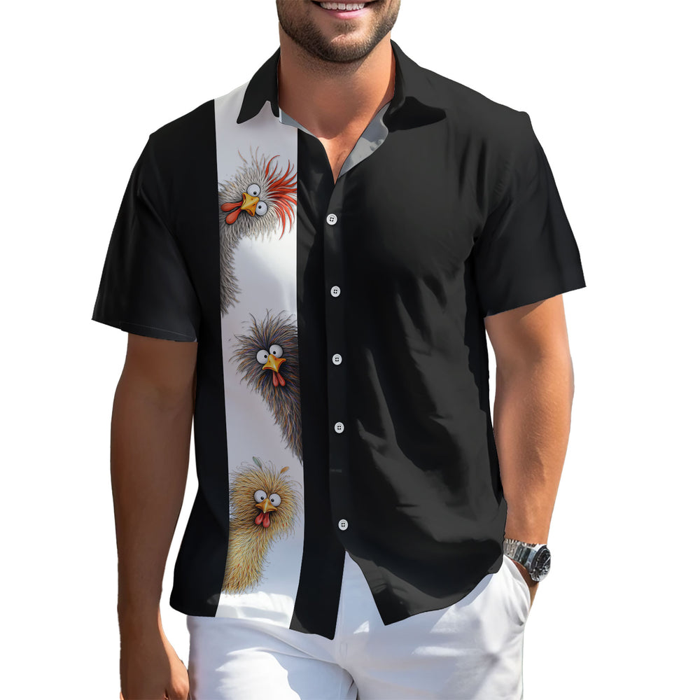 Crazy Chicken Hawaiian Shirt – Short Sleeve Button-Down